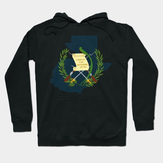 Guatemalan Coat of Arms - Map of Guatemala Hoodie by verde